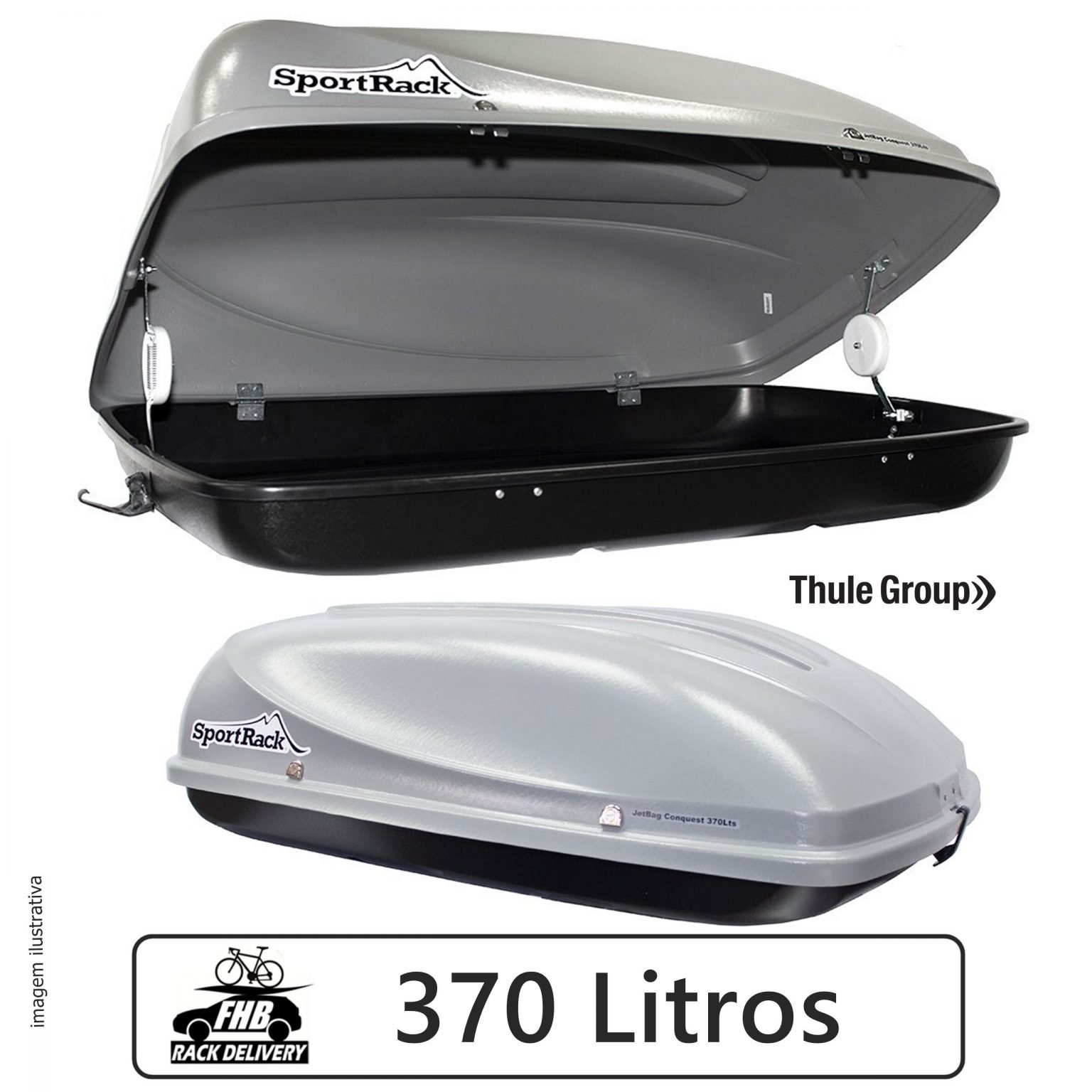 Bagageiro Maleiro De Teto Thule Group Sportrack 370 Litros Prata