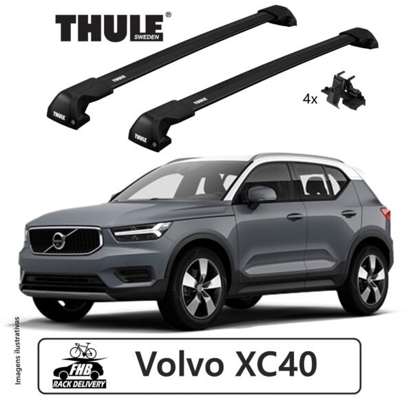 Rack Thule Edge Black Flush Rail 7206 para Volvo XC40 2018-