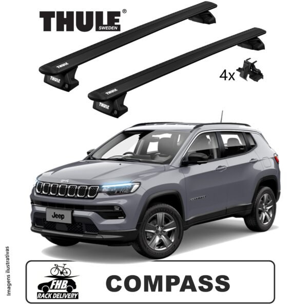 Rack Thule Evo WingBar Black para Jeep Compass 2016 a 2022