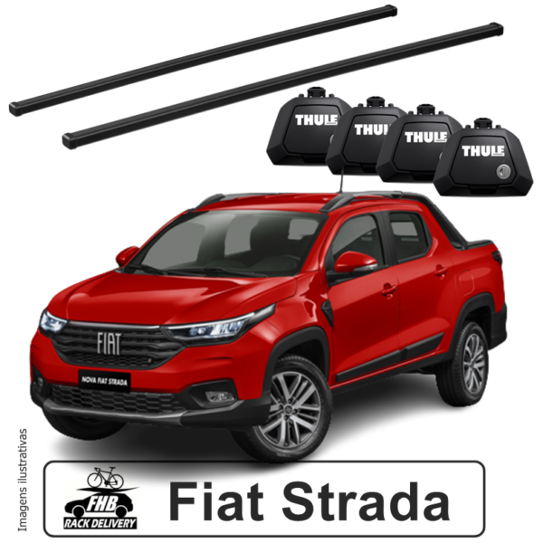 Rack Teto Thule Evo SquareBar para Fiat Strada Volcano/ Ranch 2023