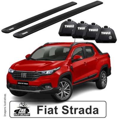 Rack Thule Evo WingBar Cor Preta  para Fiat Strada Volcano/ Ranch 2023