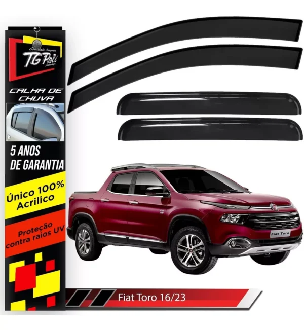 Calha Chuva Inteiriça Slim Fiat Toro 2016/23 Tg Poli